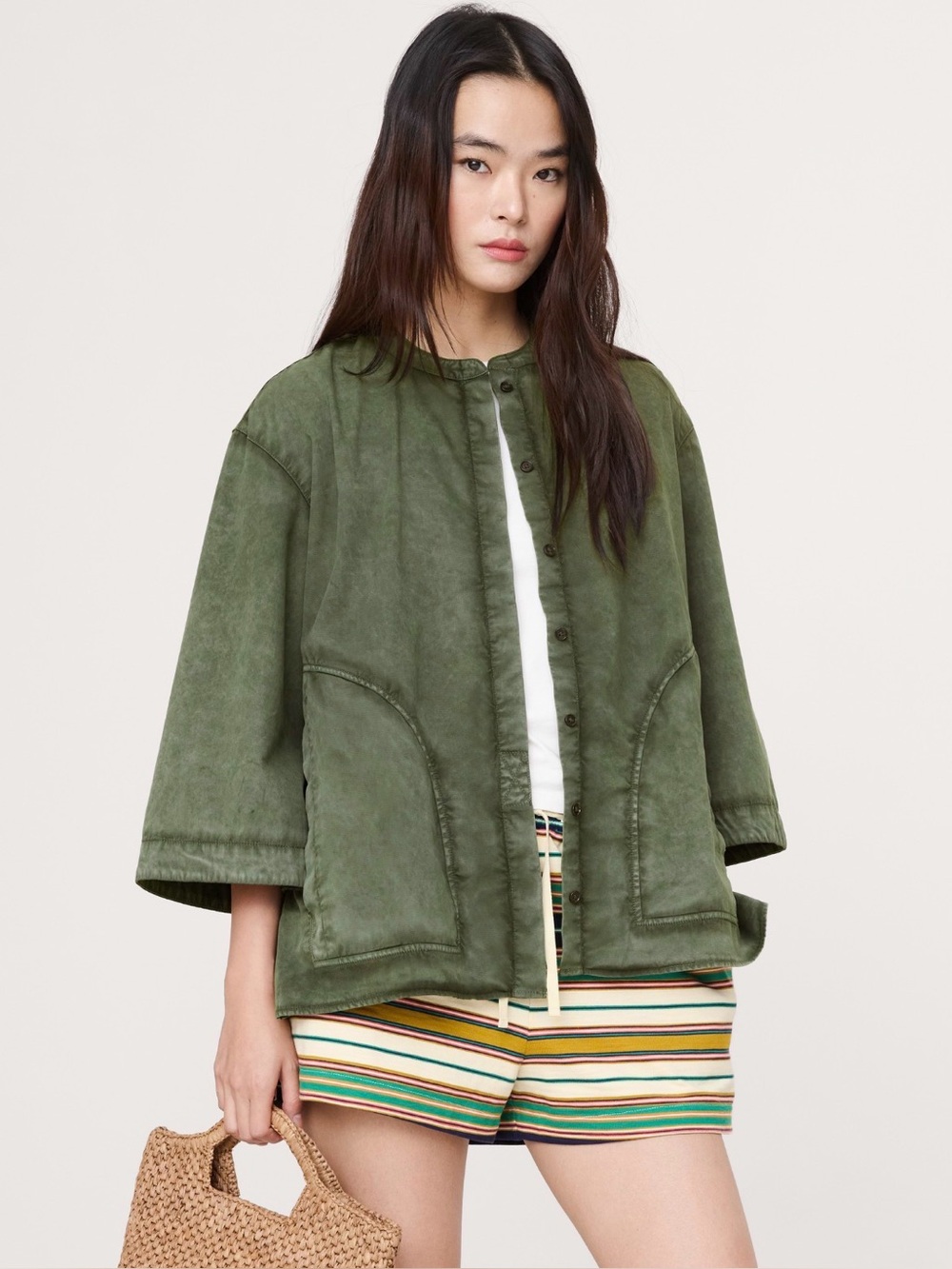Banana Republic Overdye Cotton Tunic Army Green. Size Small